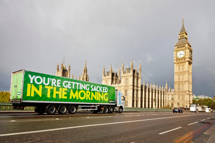 Paddy Power Poster General Election You're Getting Sacked in the morning
